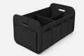 Black foldable 3-in-1 vehicle storage organiser with divided interior and exterior pockets
