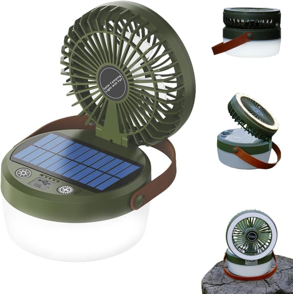 Rechargeable Camping Fan with LED Light