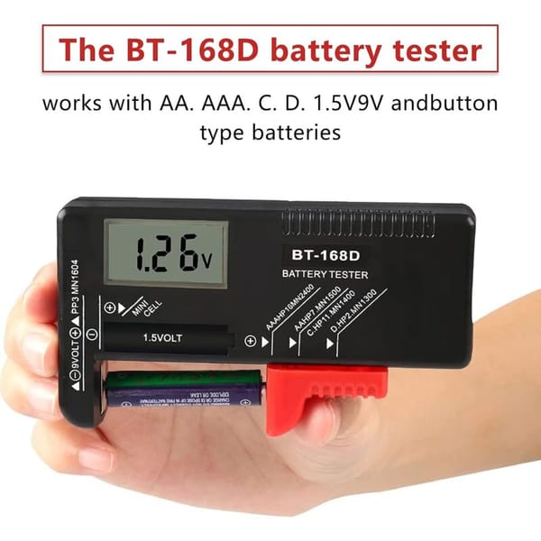 Compact universal battery tester scale view