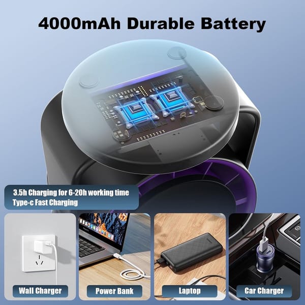 Portable rechargeable fan setup