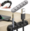 Self adhesive 5 cable holder grey