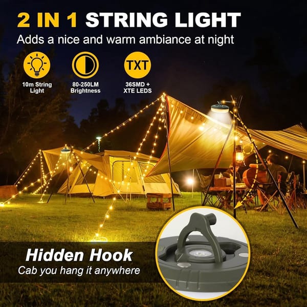 Compact camping light string accessory