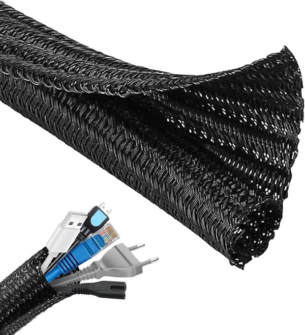 Black braided cable sleeve 3m