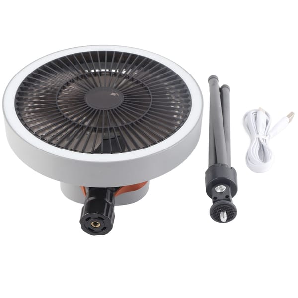 Portable USB rechargeable tripod fan in grey