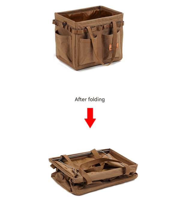 Brown camping storage box detail
