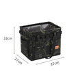 Black camouflage foldable camping gear storage box, front view