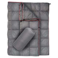 Grey camping blanket with storage bag