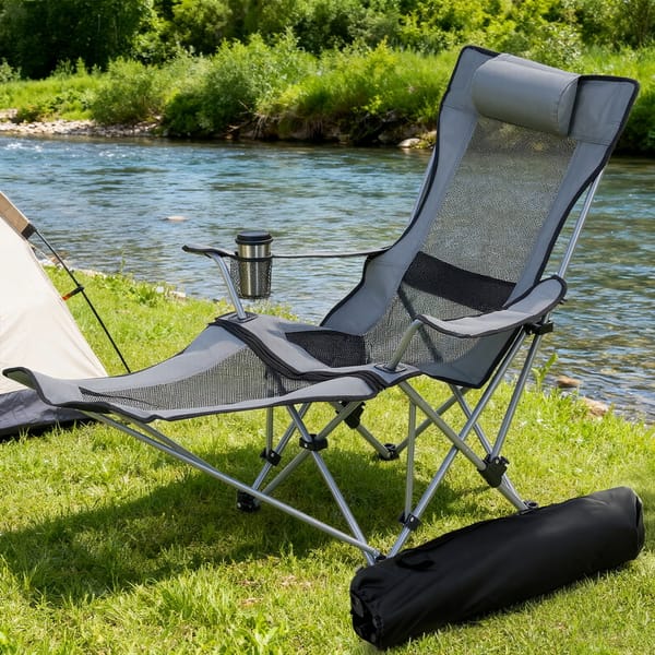 Weisshorn adjustable reclining camping chair in grey