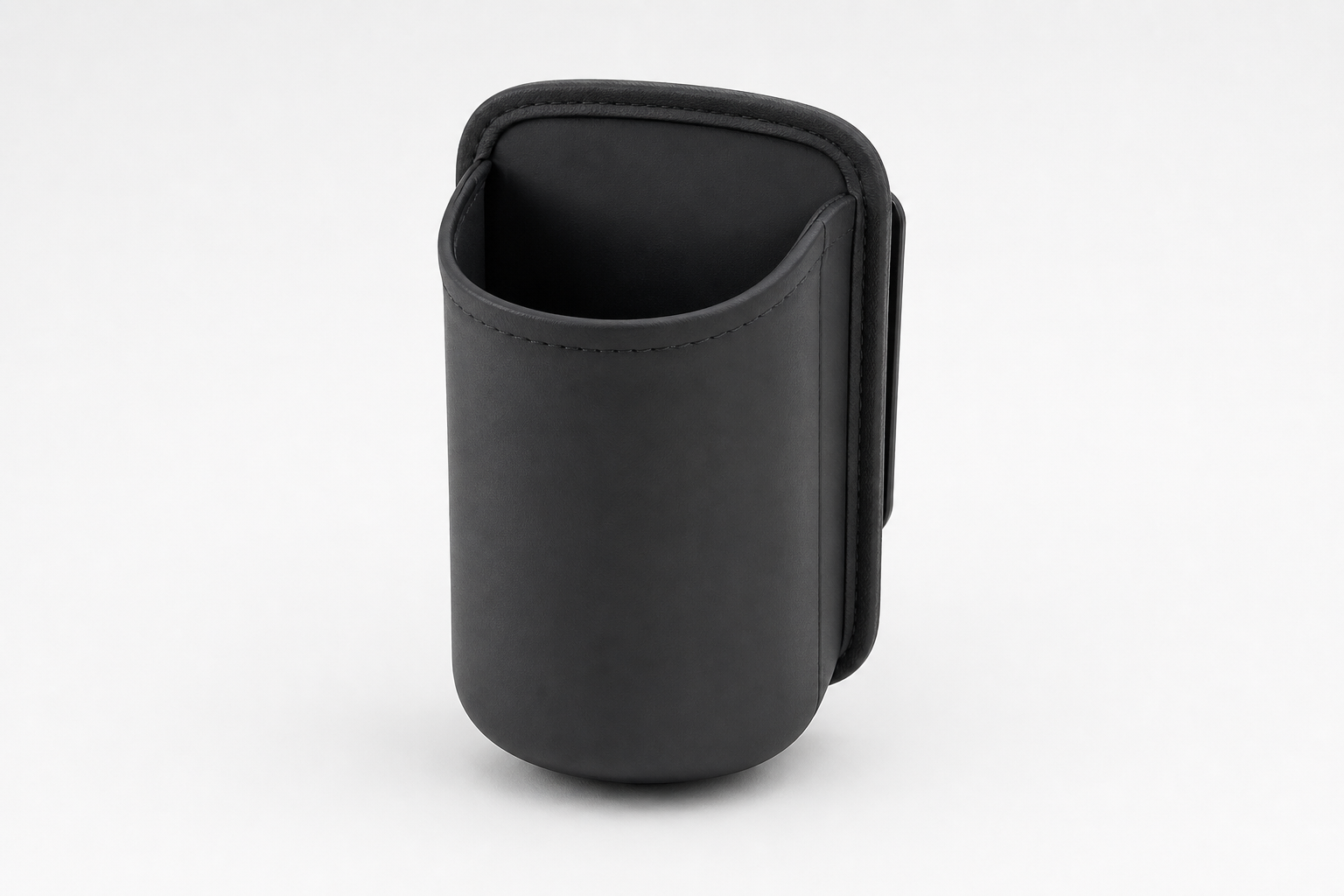 Black clip-on car cup holder and compact storage pod