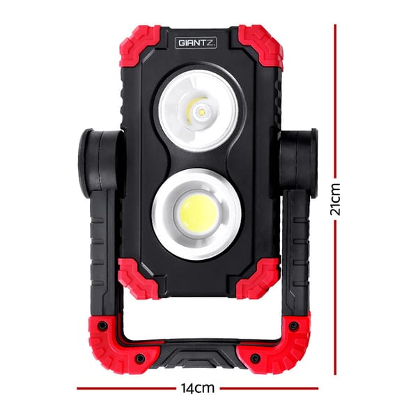 Giantz rechargeable LED work light dimensions view