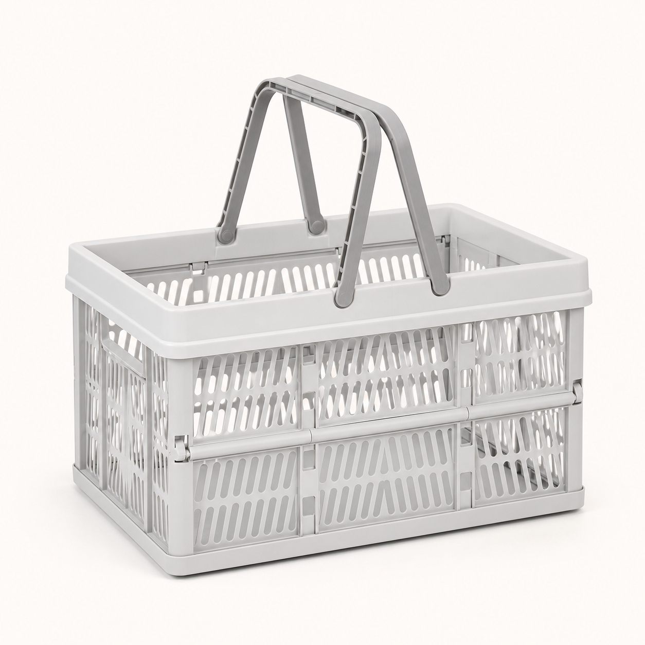 Grey White Medium Foldable Picnic Storage Basket