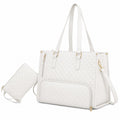 White quilted insulated lunch packing bag