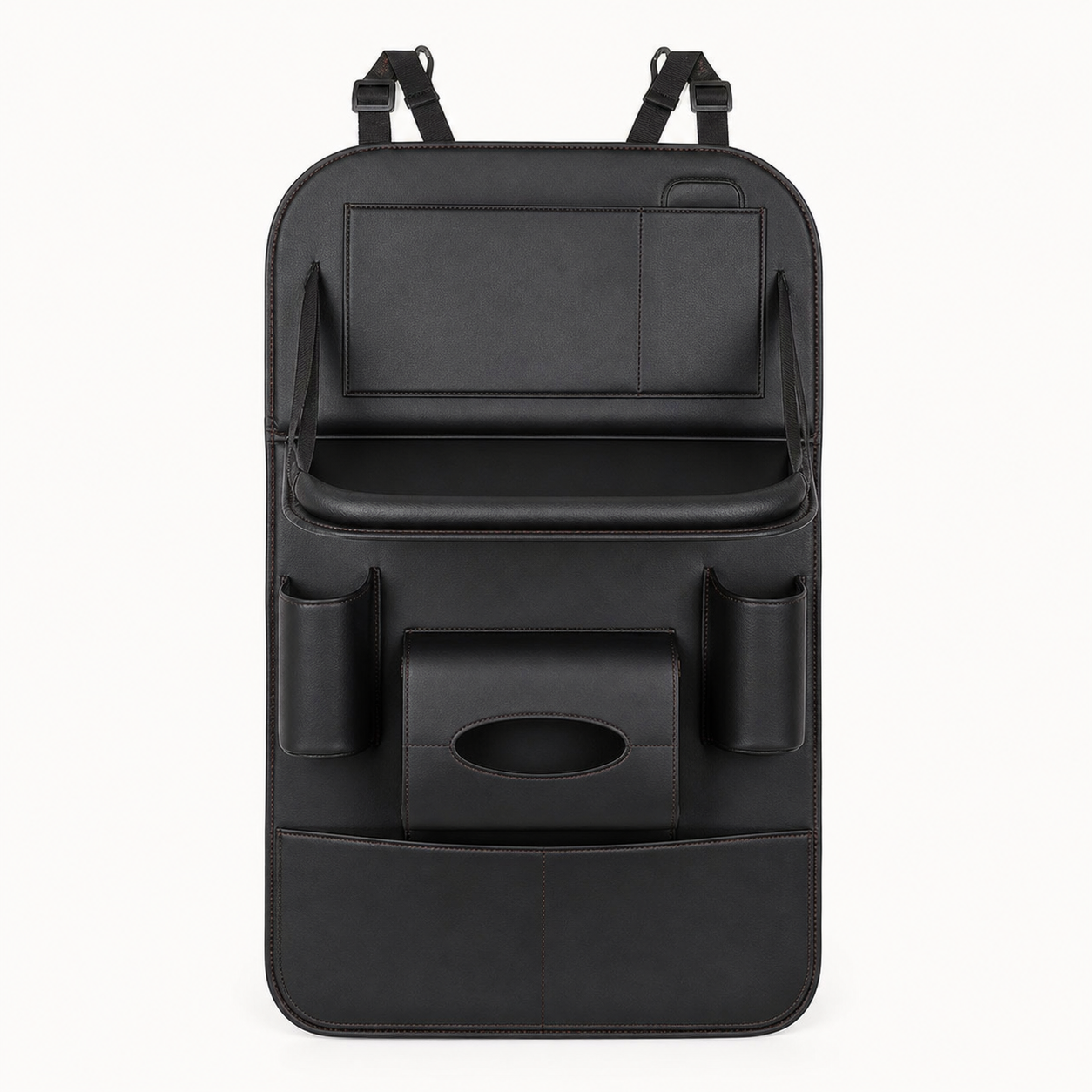 Black PU seat-back car storage organiser