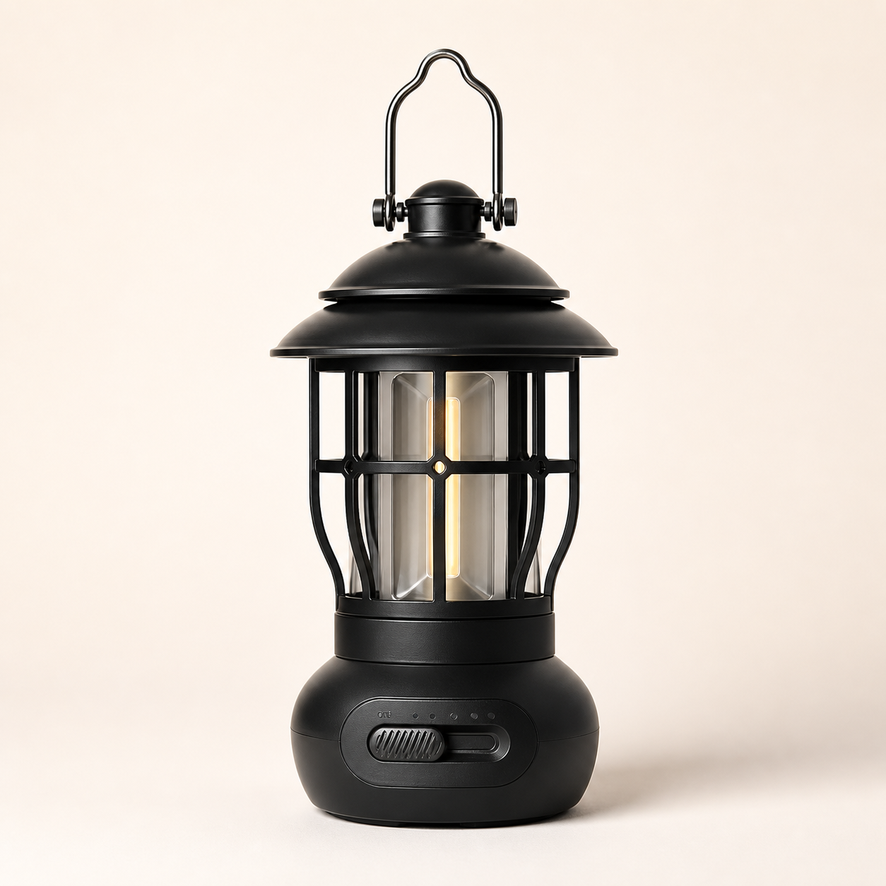 Retro COB rechargeable camping lantern black