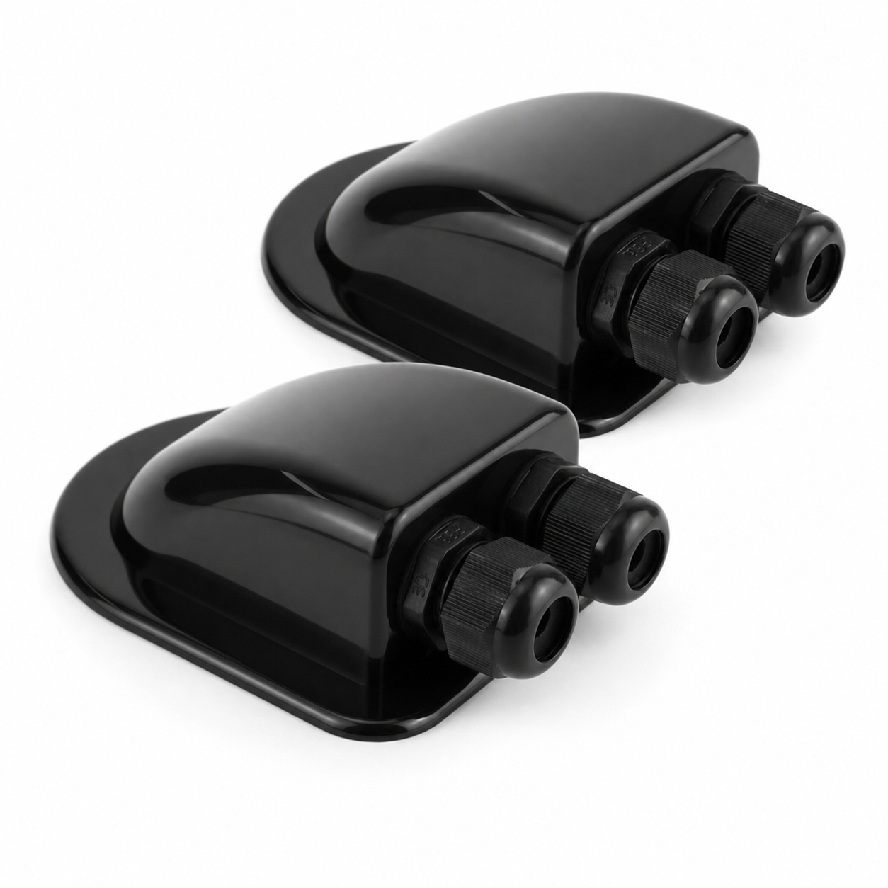 Two piece black solar cable entry gland set