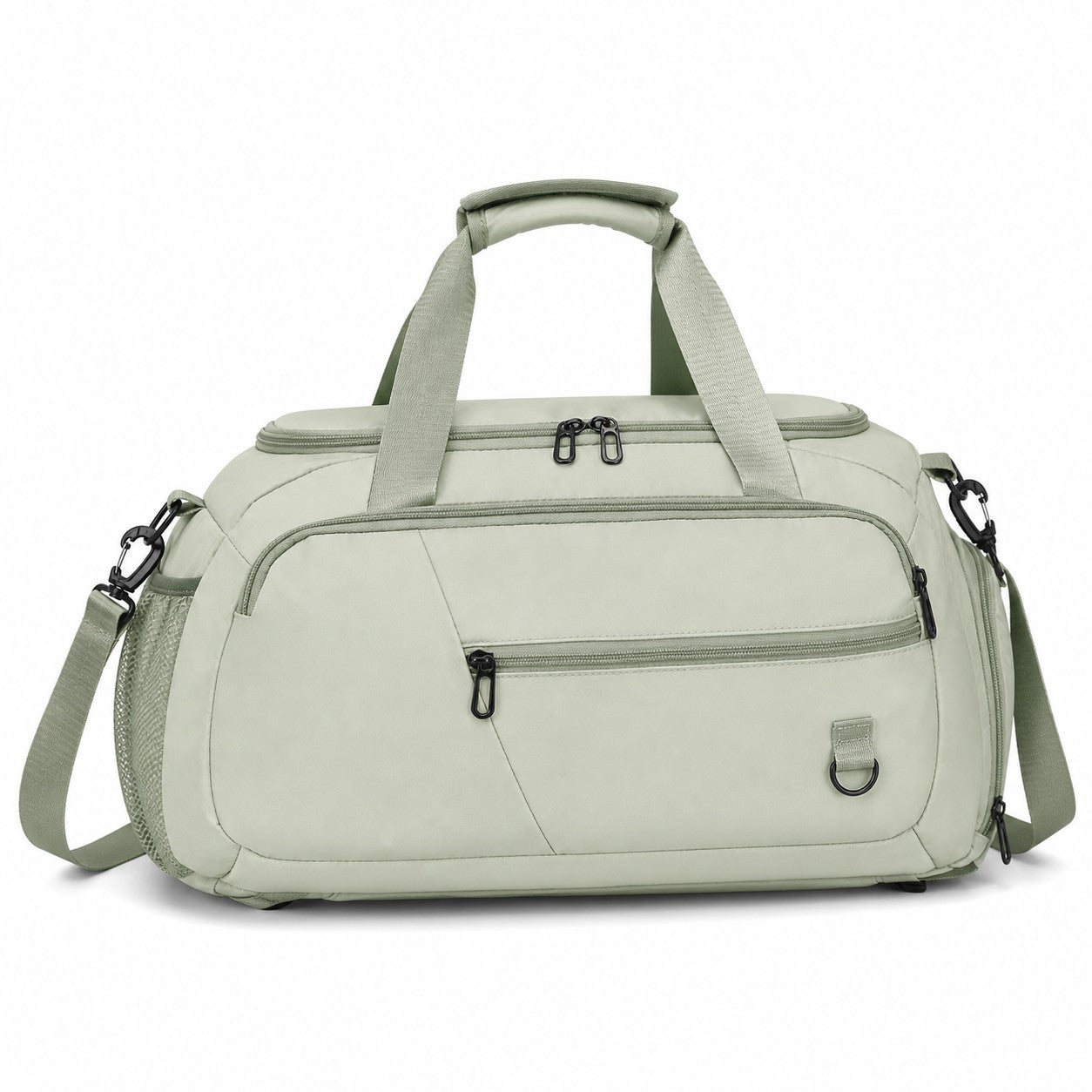 Light green travel gym bag with shoe compartment