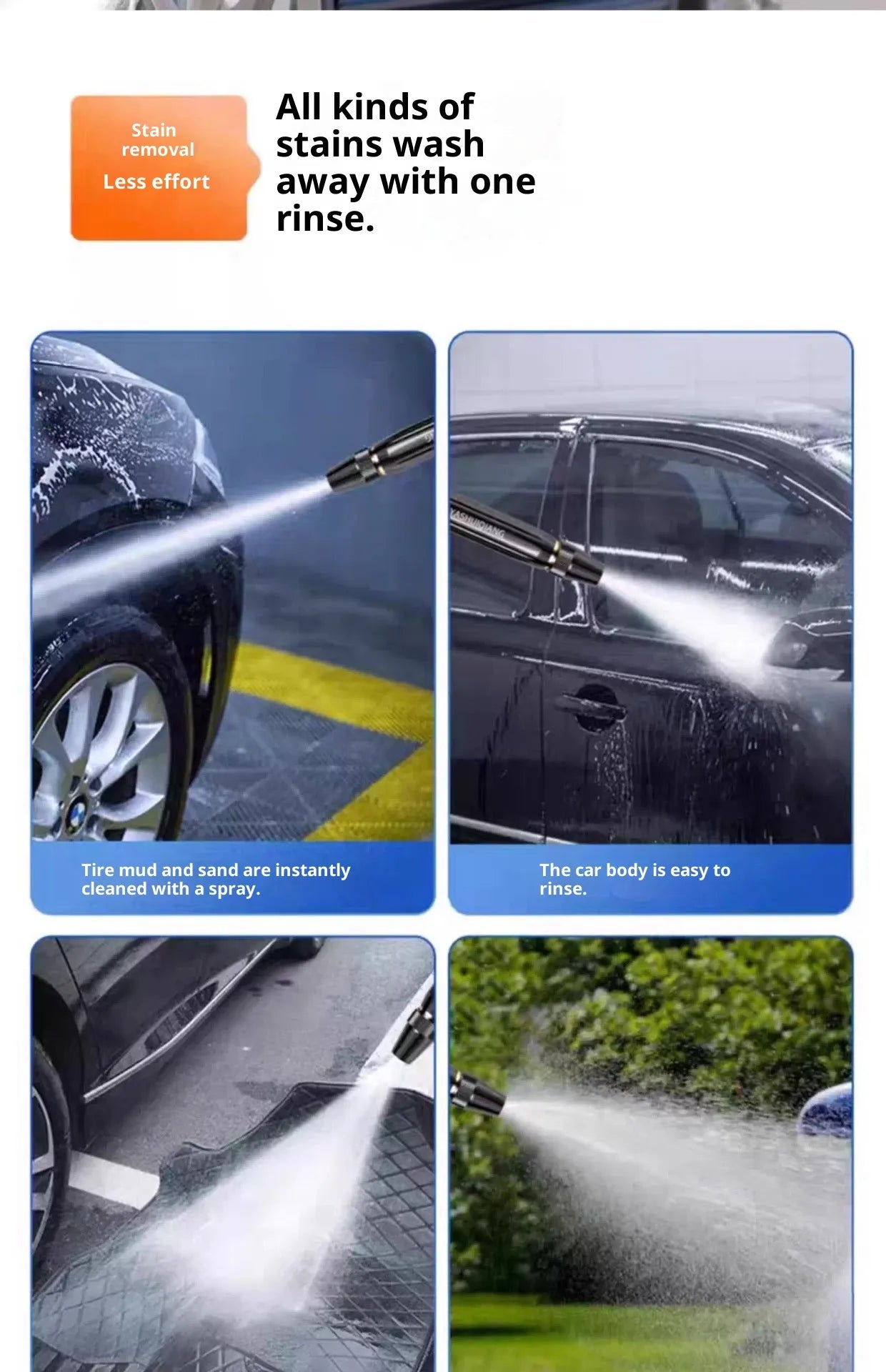 Compact Hose Nozzle for Vehicle Cleanup