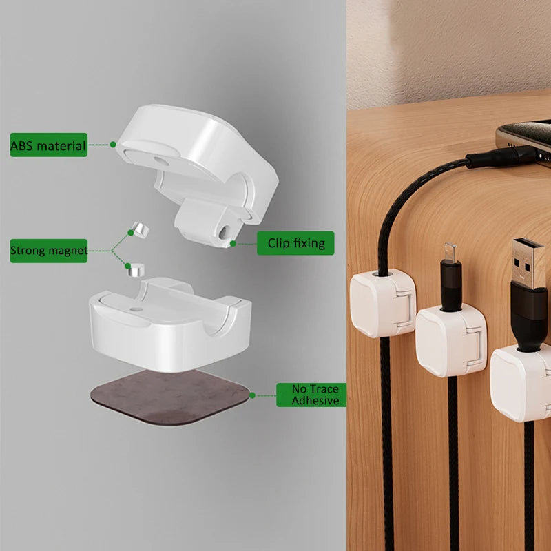 Magnetic Cable Clip Set - Black 6 Pack