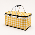 Yellow Grid Collapsible Picnic Basket